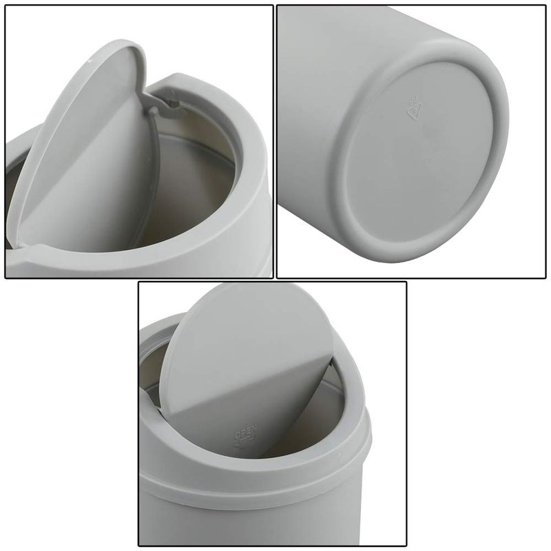CadineUS 2 Liter Mini Desktop Trash Can with Swing Lid Tiny Garbage Can Trash Bin (Grey) - Image 3